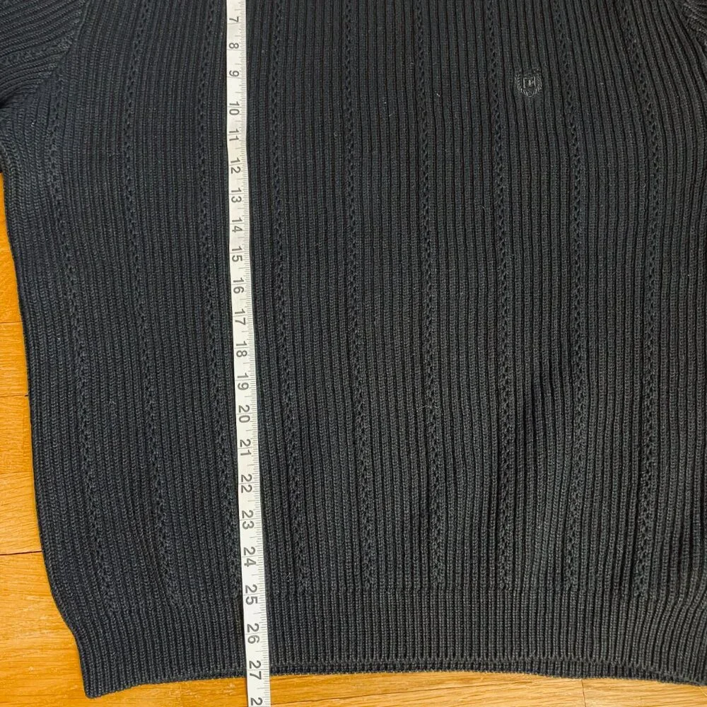 Vintage Chaps Ralph Lauren Cable Cotton Pullover Crewneck Sweater XL Black